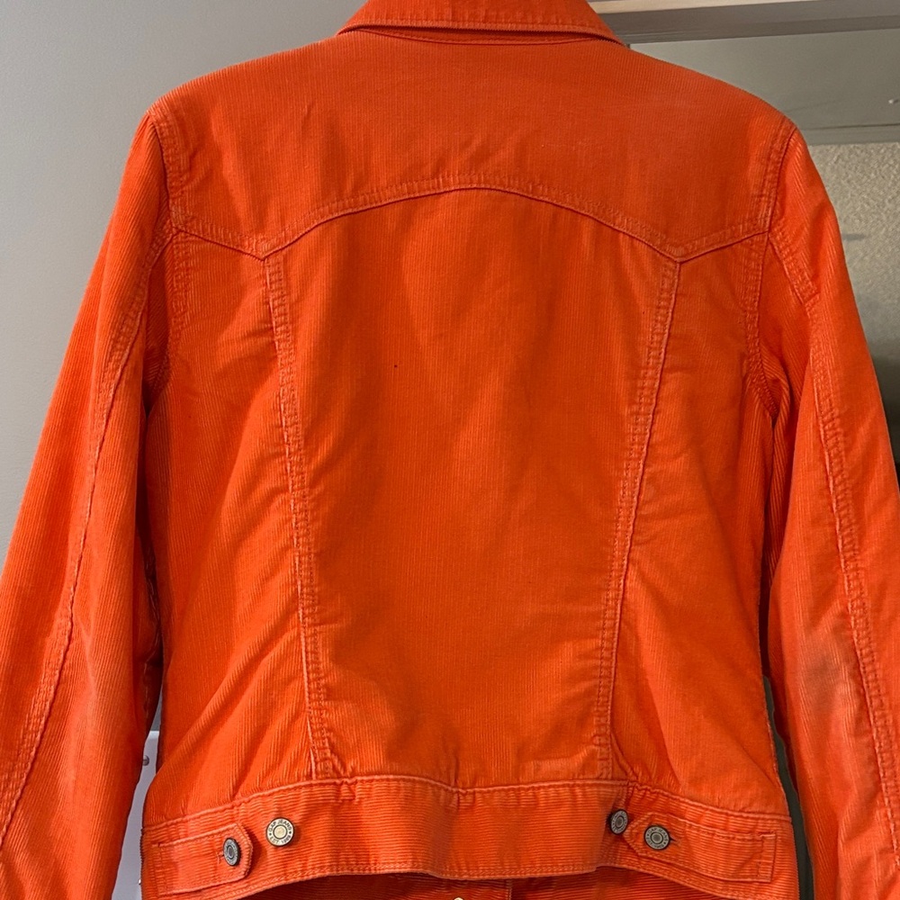 GAP Women's Vibrant Orange Courderoy Jacket, Sherpa lined - Picture 2 of 3